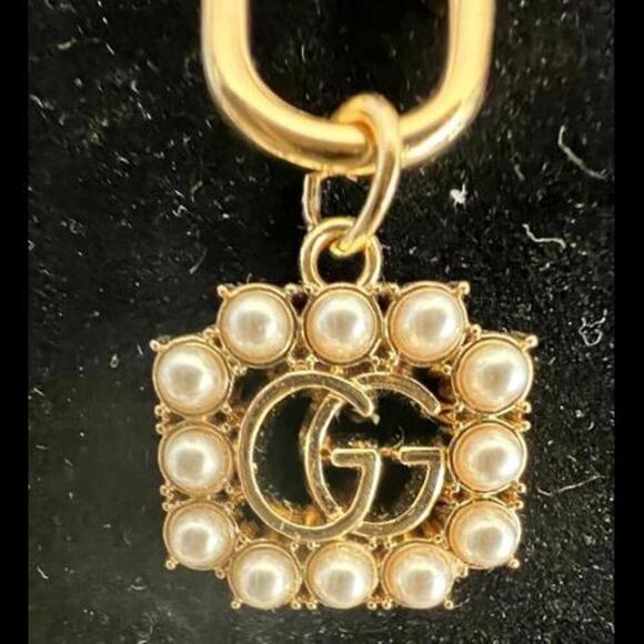 Gucci GG Gold & Pearl Pendant with Paper Clip Style Chain Necklace (GGXX033) - Picture 4 of 7